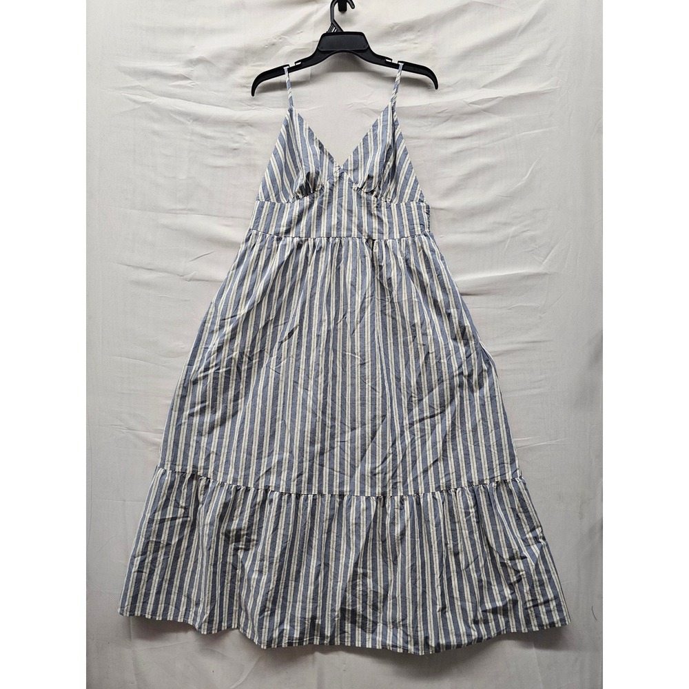 Universal Thread Womens Striped Maxi Dress Blue Cotton Casual Size Large